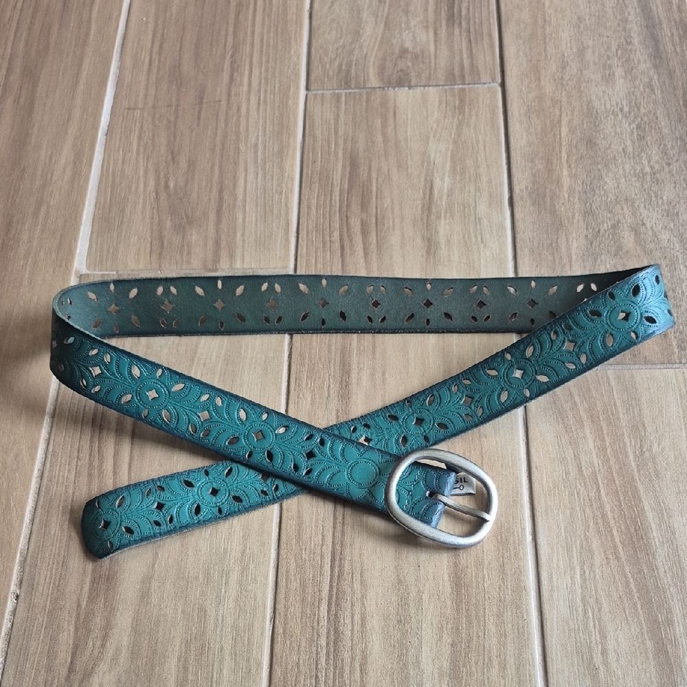 Fossil Teal Floral Cutout Belt